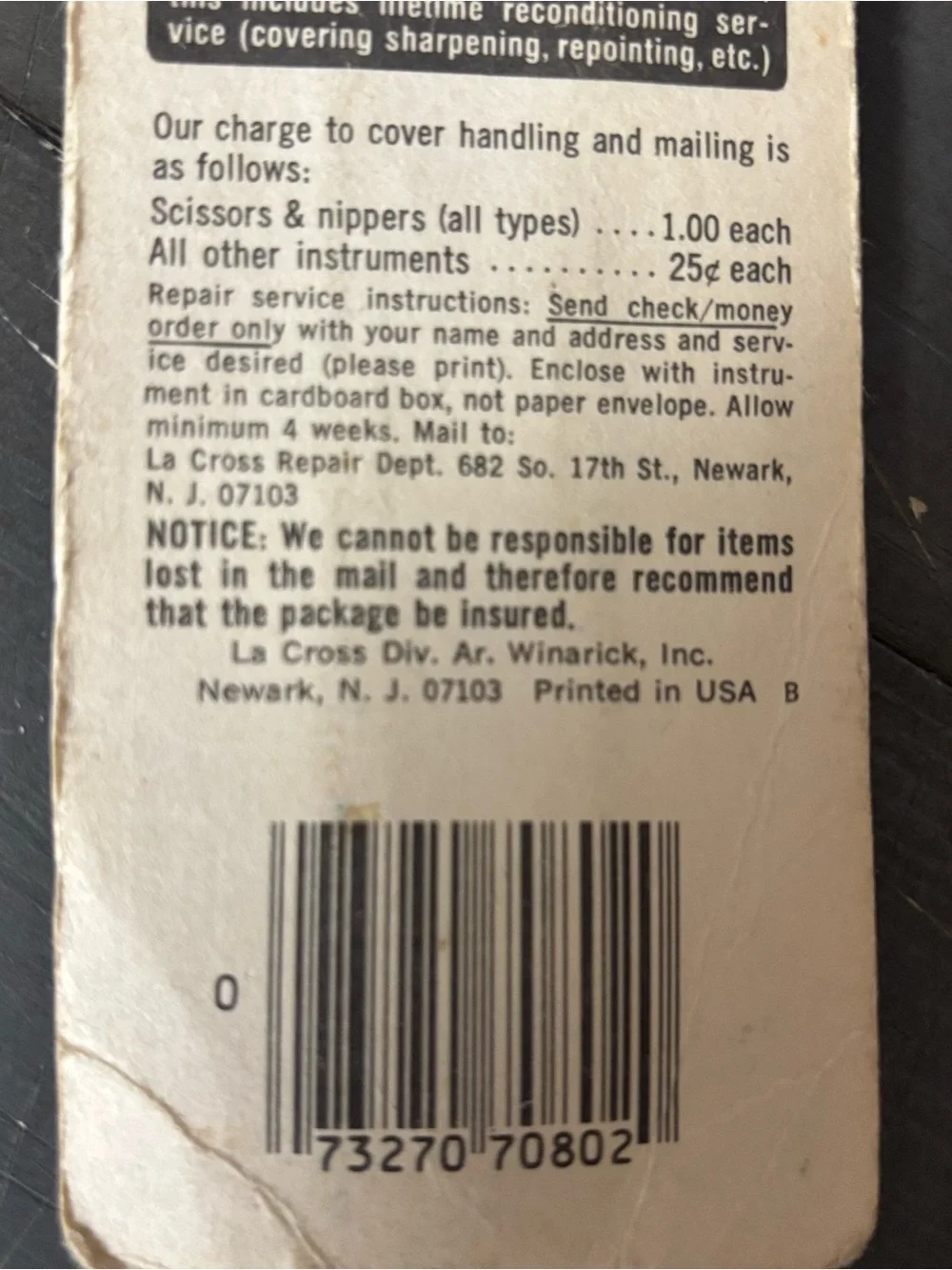 Vintage La Cross Nail File Metal Triple Cut Flexible Rustproof with Package - Picture 4 of 5